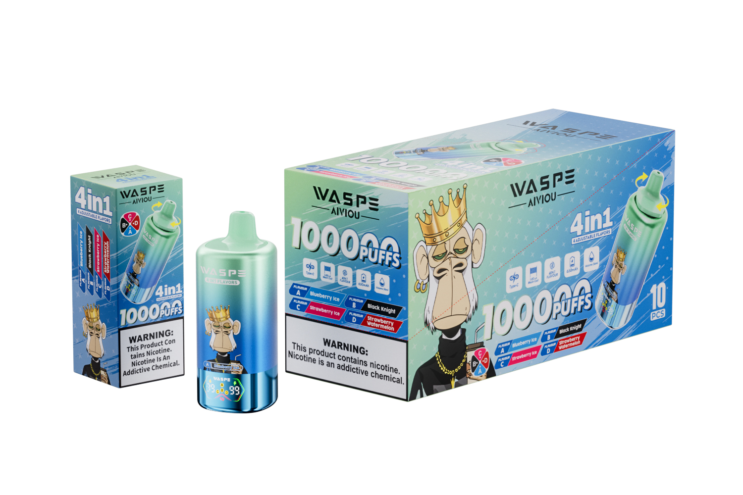 A legjobb hosszú élettartamú eldobható vape 2025: WASPE Aiviou 100000 vs Vapsolo Quads 80000 3 WASPE Aiviou 100000